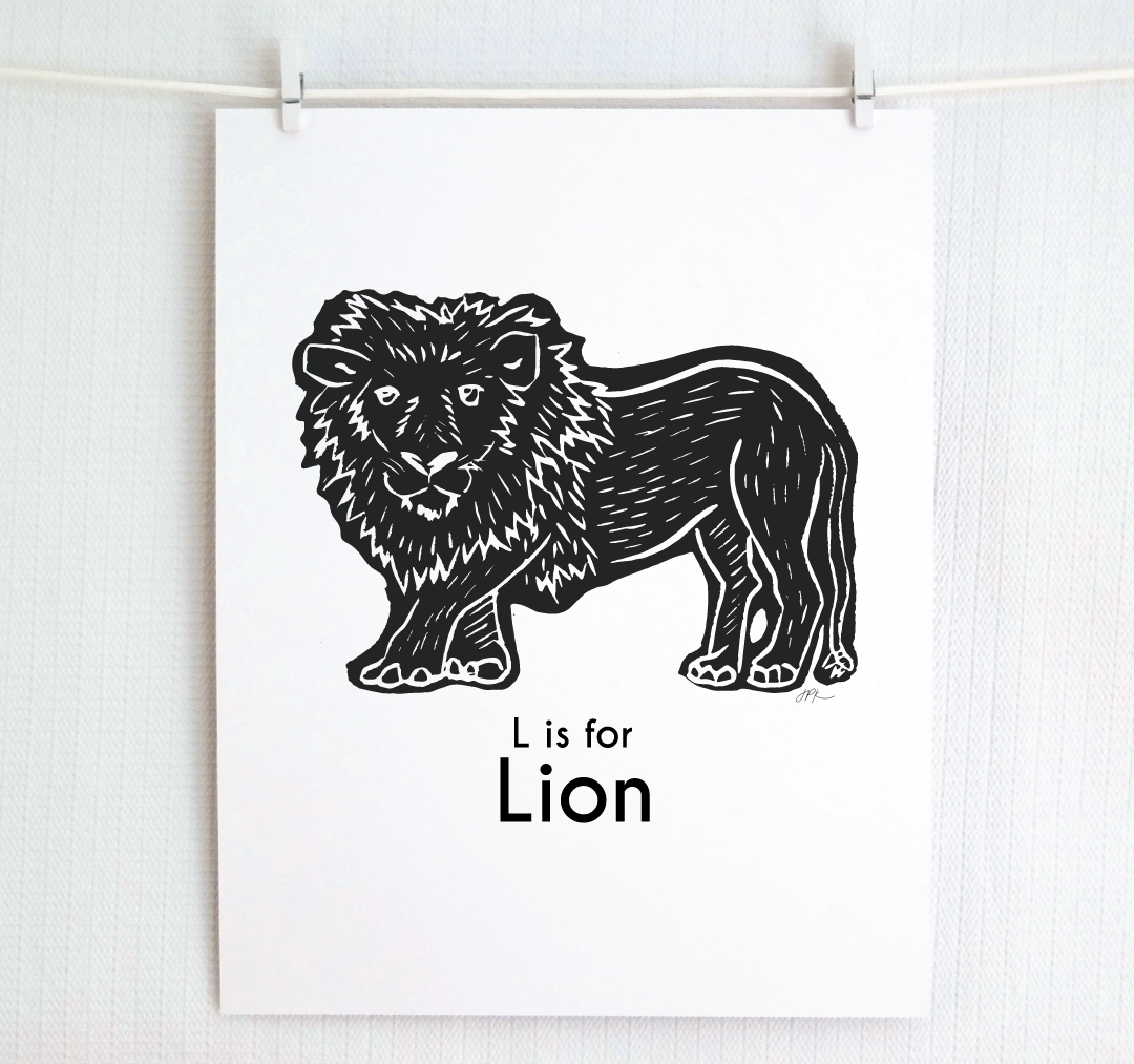 L is for Lion: Captivating Creatures Alphabet Letter Print