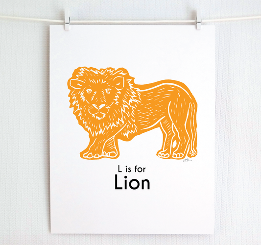 L is for Lion: Captivating Creatures Alphabet Letter Print