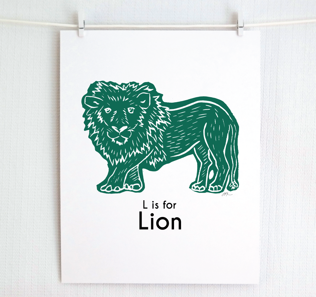 L is for Lion: Captivating Creatures Alphabet Letter Print