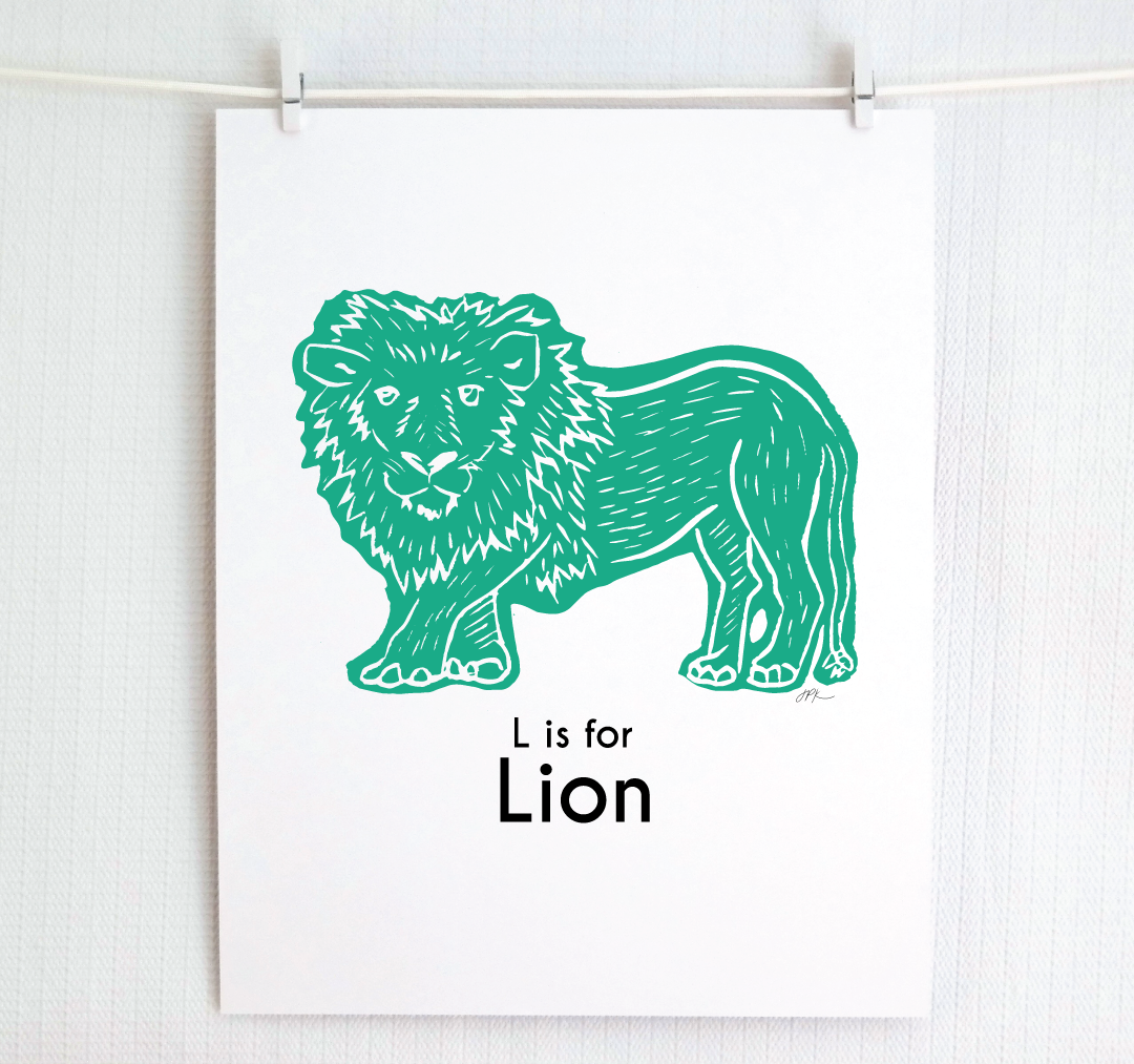 L is for Lion: Captivating Creatures Alphabet Letter Print