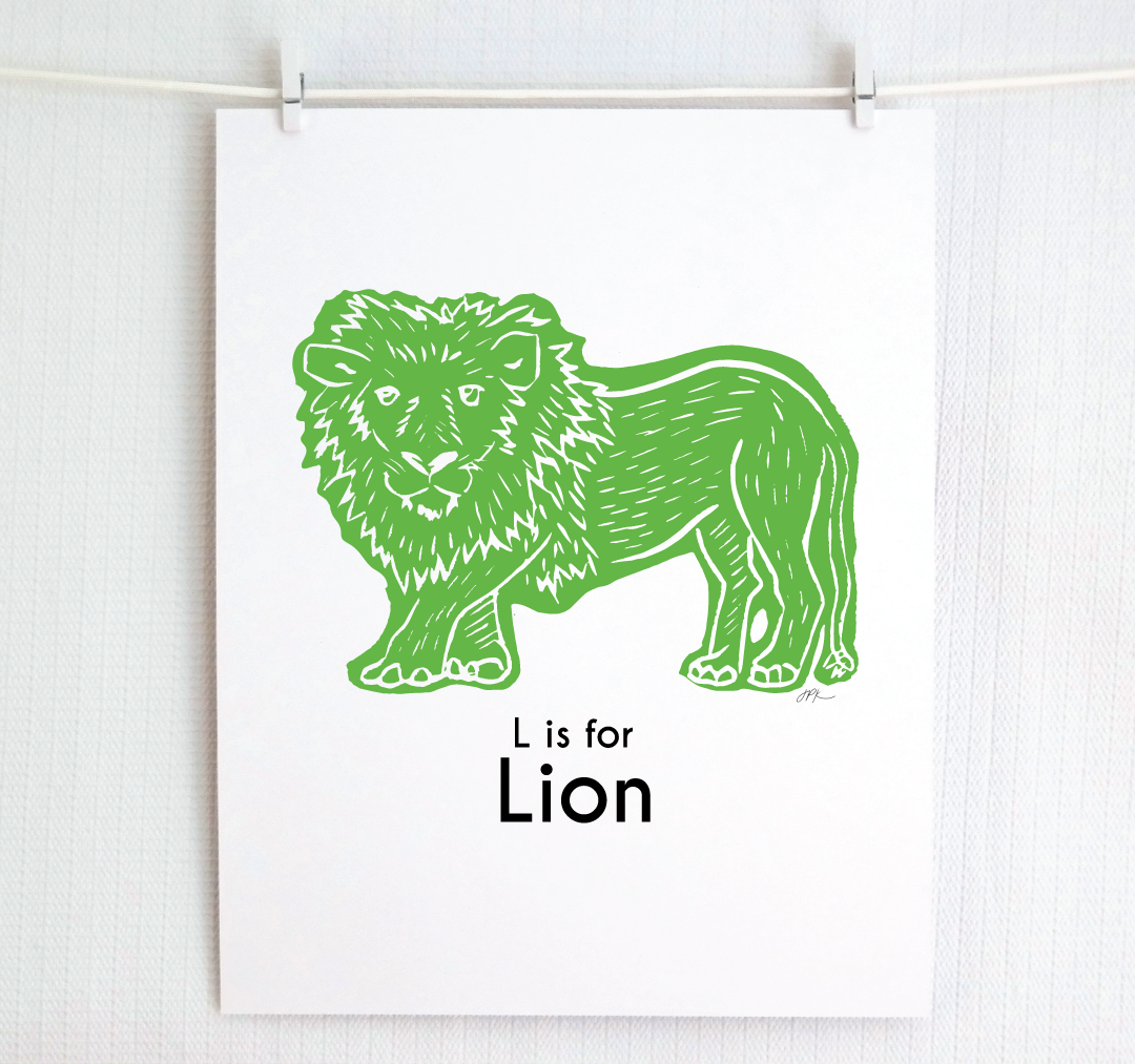 L is for Lion: Captivating Creatures Alphabet Letter Print