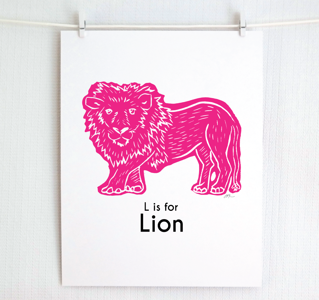 L is for Lion: Captivating Creatures Alphabet Letter Print