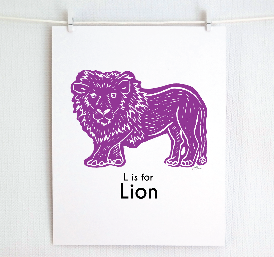 L is for Lion: Captivating Creatures Alphabet Letter Print