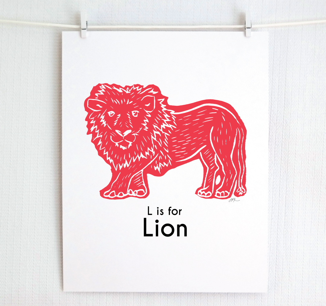 L is for Lion: Captivating Creatures Alphabet Letter Print