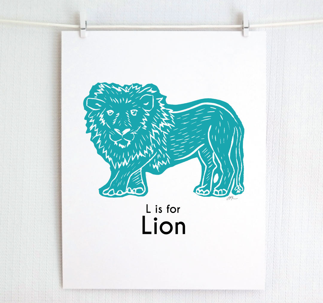 L is for Lion: Captivating Creatures Alphabet Letter Print