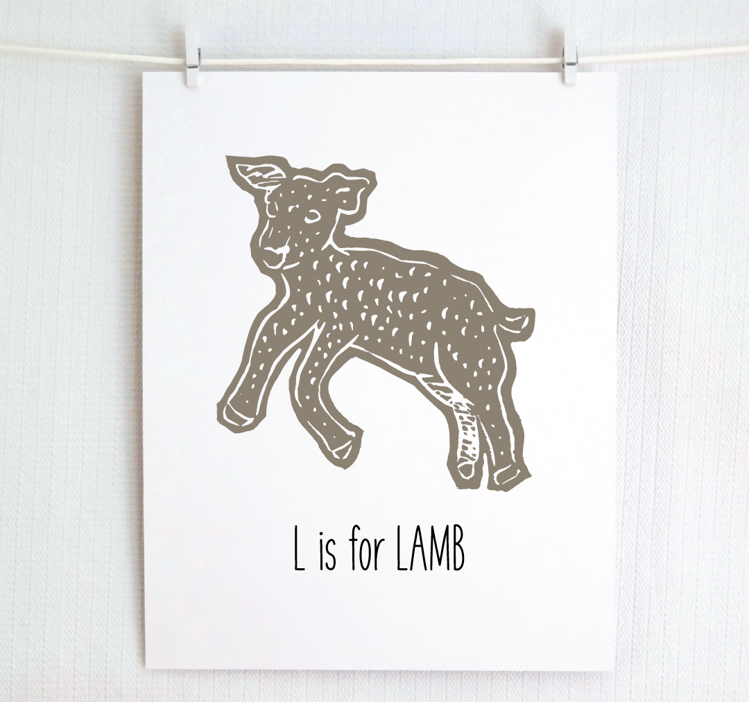 L is for Lamb: Farm Alphabet Letter Print