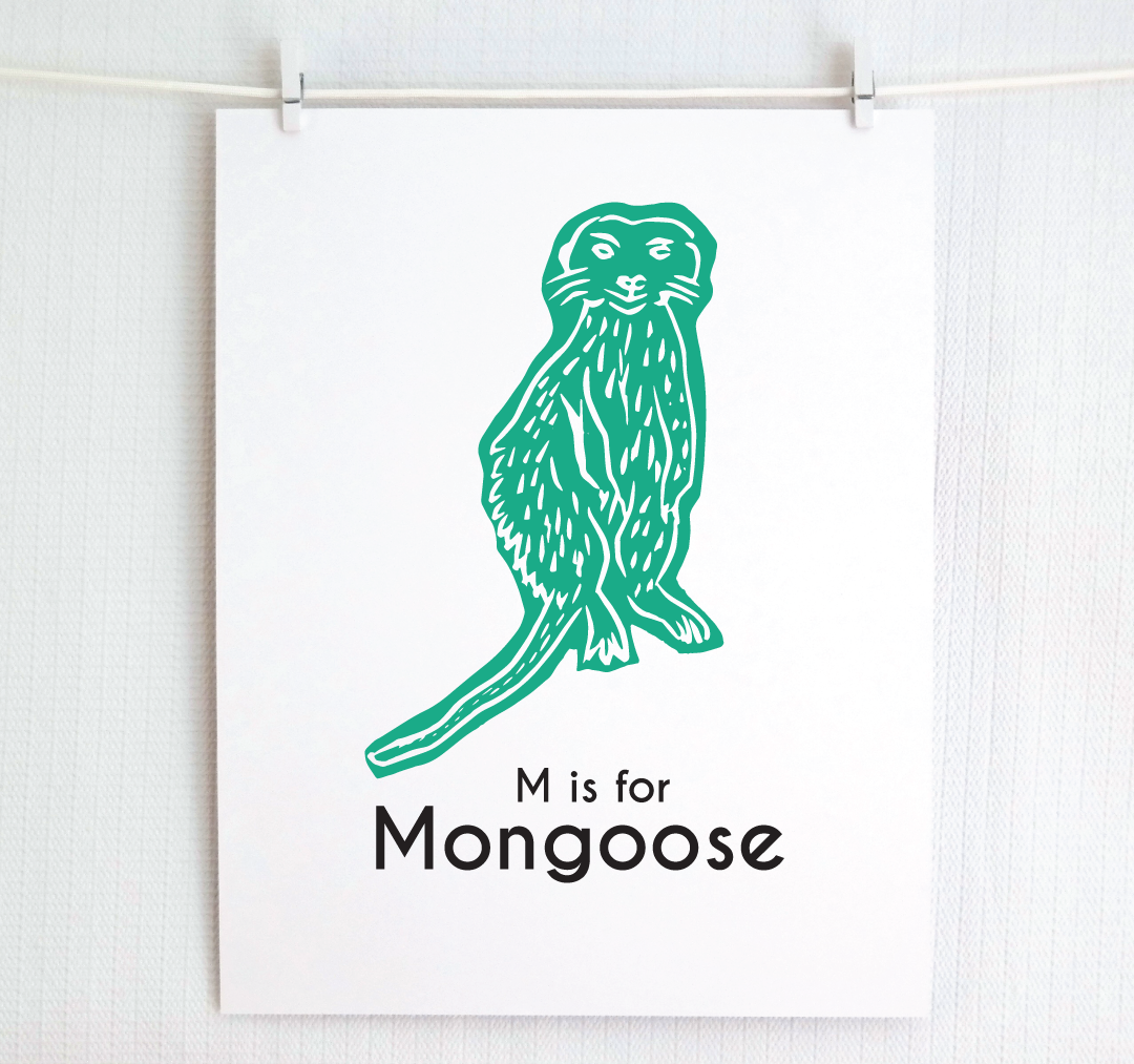 M is for Mongoose: Captivating Creatures Alphabet Letter Print