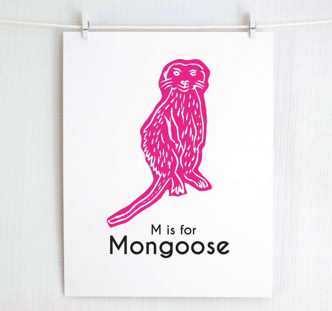 M is for Mongoose: Captivating Creatures Alphabet Letter Print