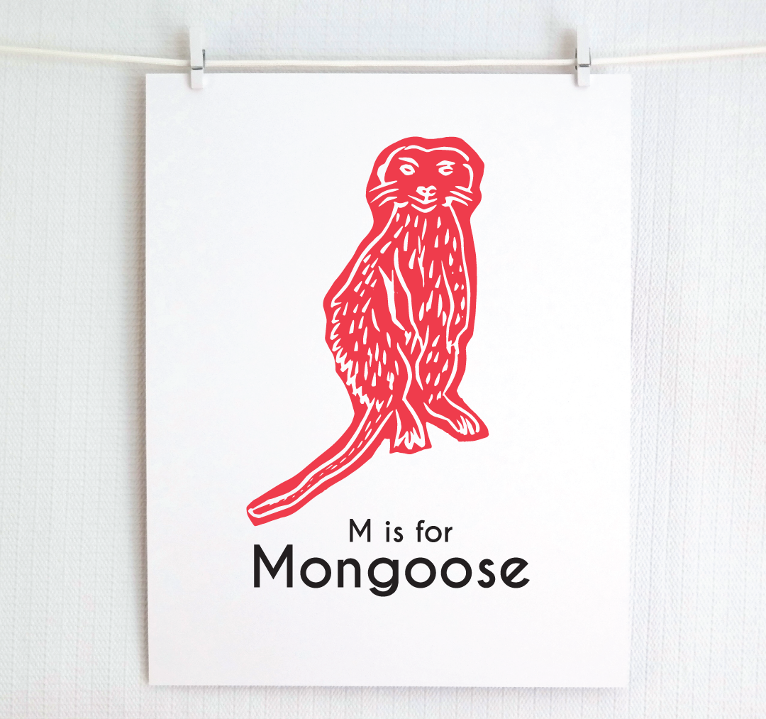 M is for Mongoose: Captivating Creatures Alphabet Letter Print