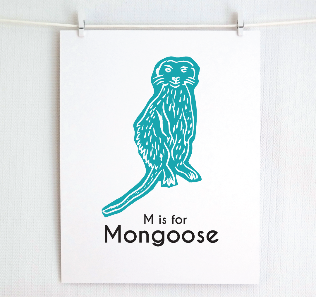 M is for Mongoose: Captivating Creatures Alphabet Letter Print