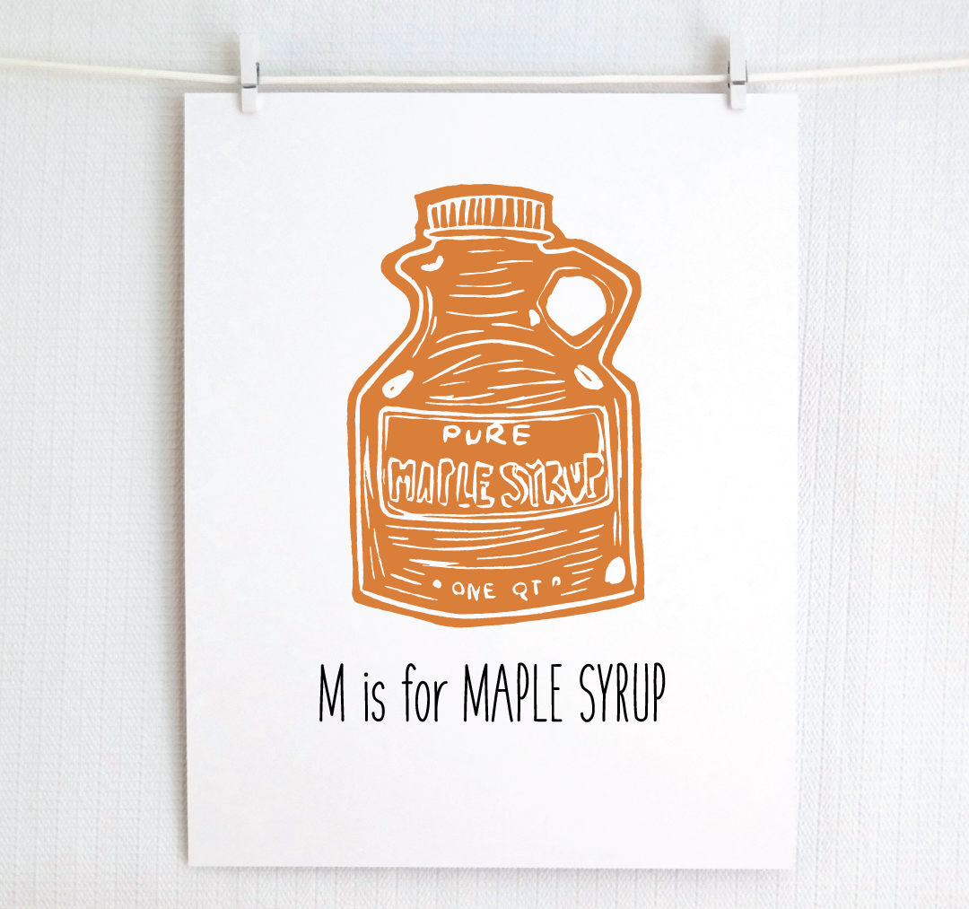 M is for Maple Syrup: Farm Alphabet Letter Print