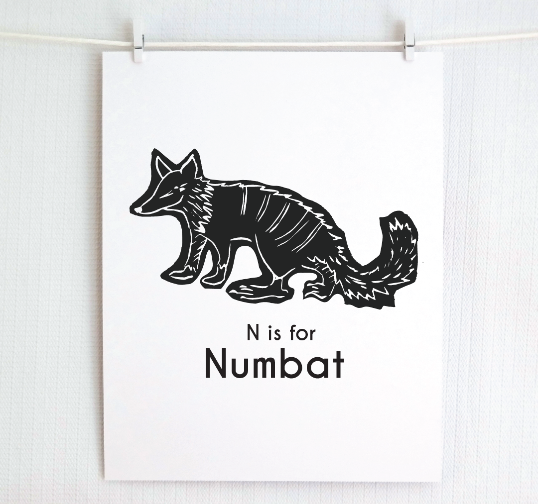 N is for Numbat: Captivating Creatures Alphabet Letter Print