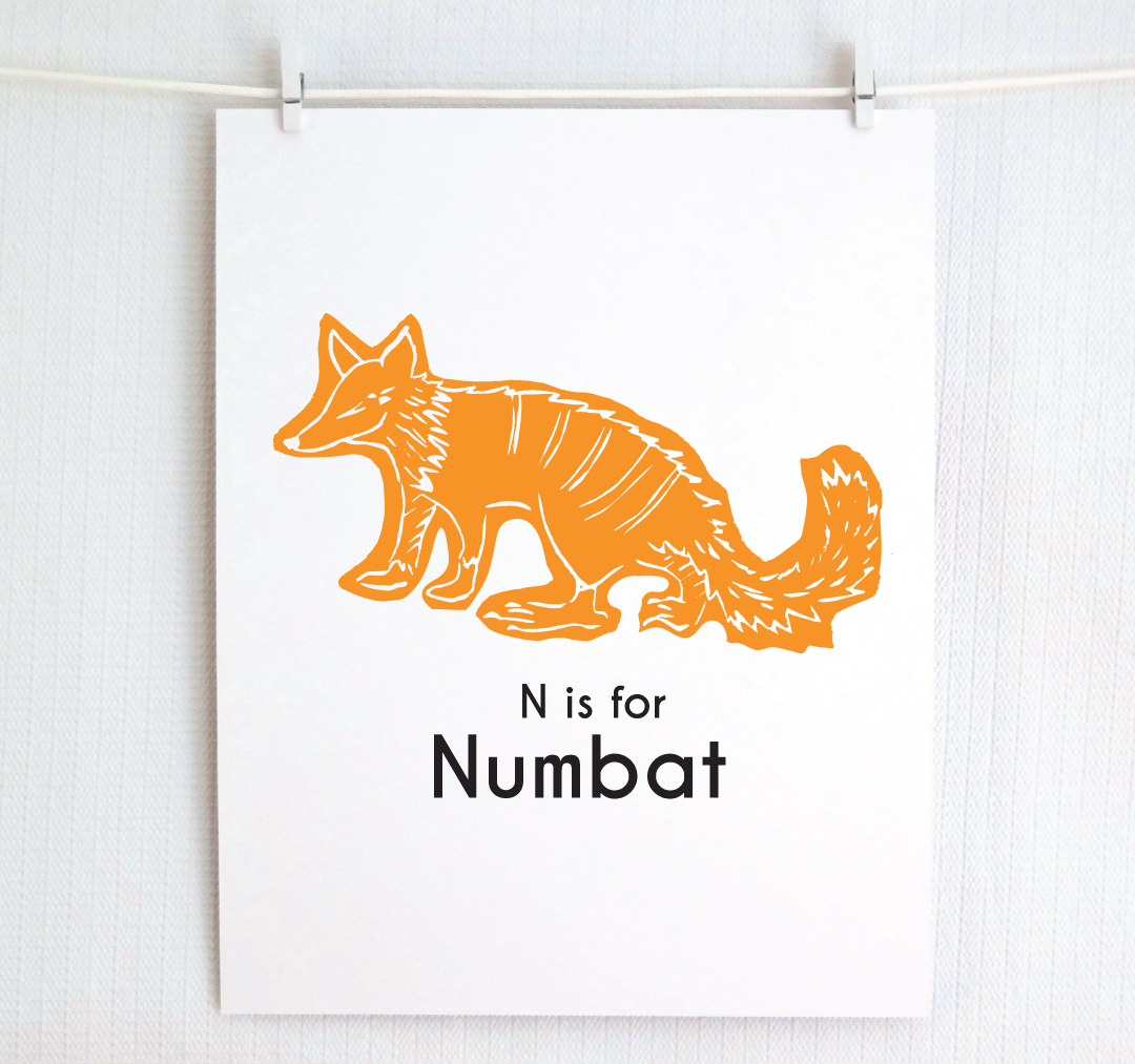 N is for Numbat: Captivating Creatures Alphabet Letter Print