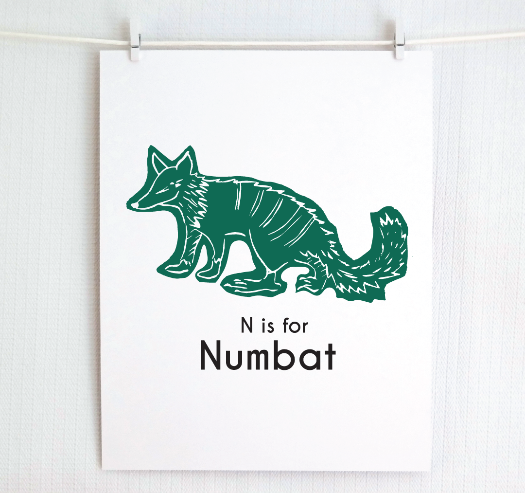 N is for Numbat: Captivating Creatures Alphabet Letter Print