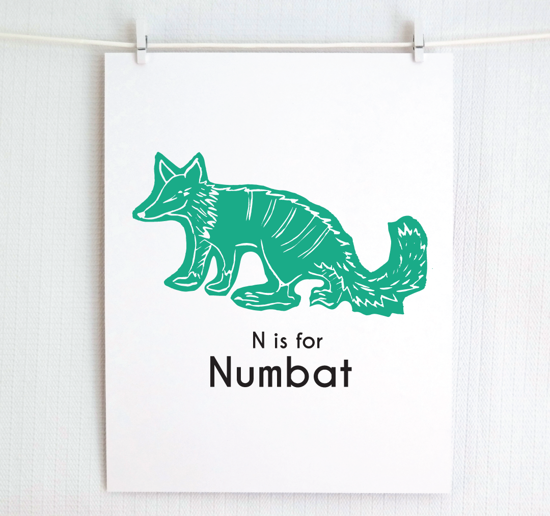 N is for Numbat: Captivating Creatures Alphabet Letter Print