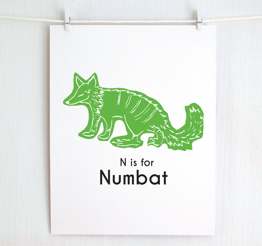 N is for Numbat: Captivating Creatures Alphabet Letter Print