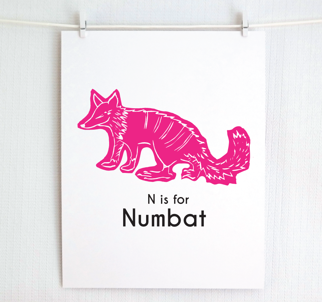 N is for Numbat: Captivating Creatures Alphabet Letter Print