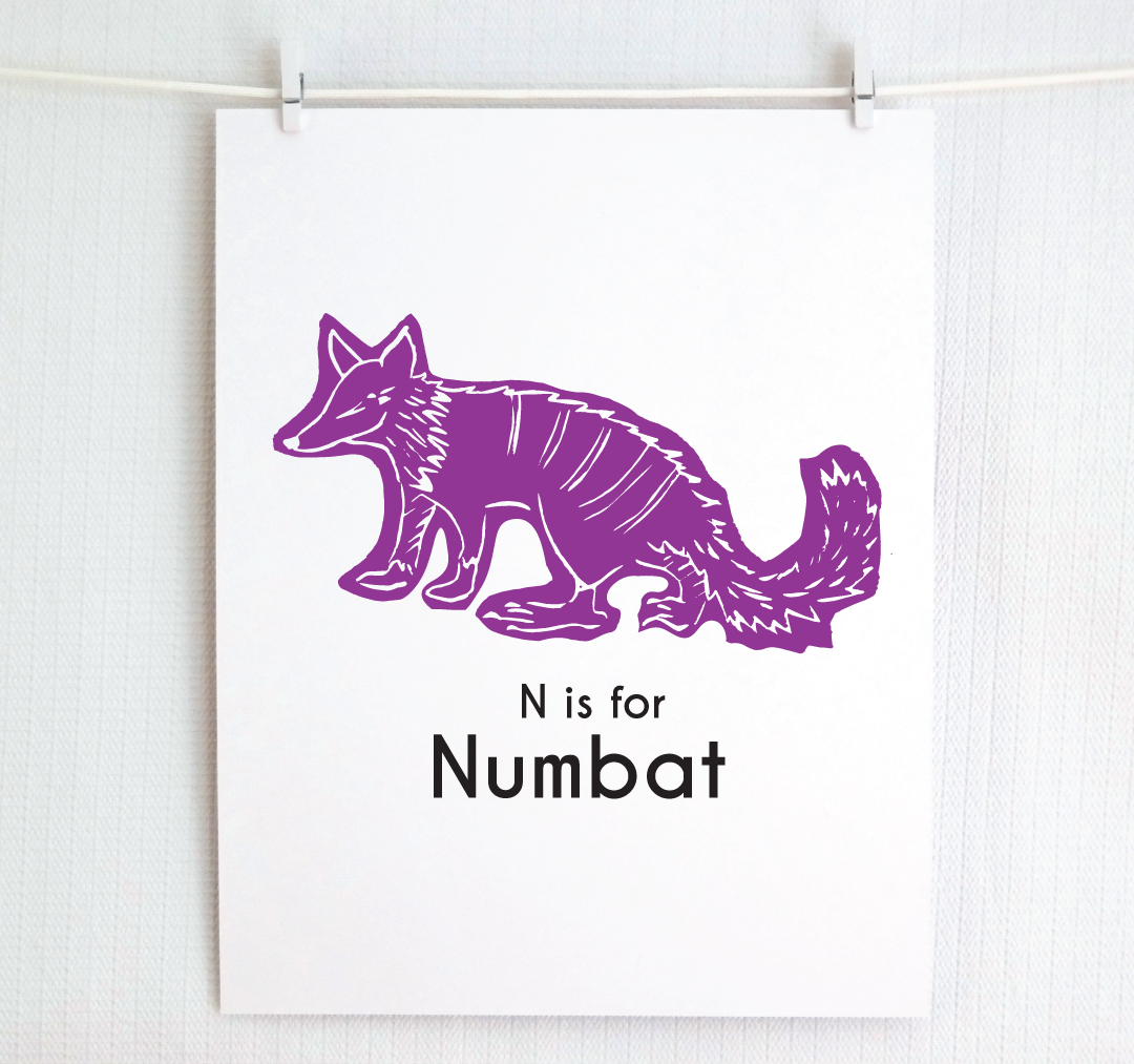 N is for Numbat: Captivating Creatures Alphabet Letter Print
