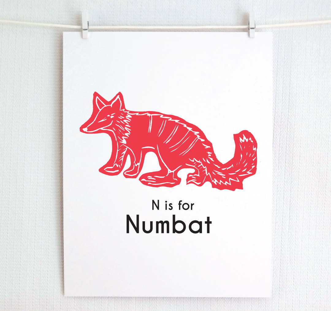 N is for Numbat: Captivating Creatures Alphabet Letter Print