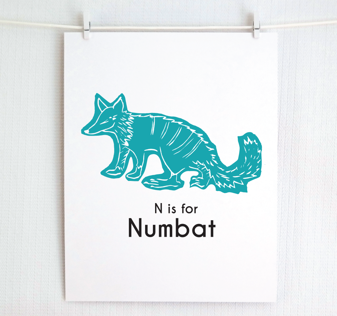 N is for Numbat: Captivating Creatures Alphabet Letter Print