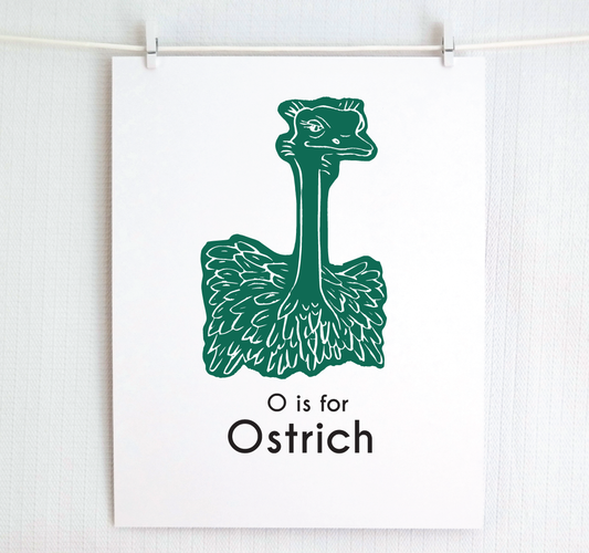 O is for Ostrich: Captivating Creatures Alphabet Letter Print
