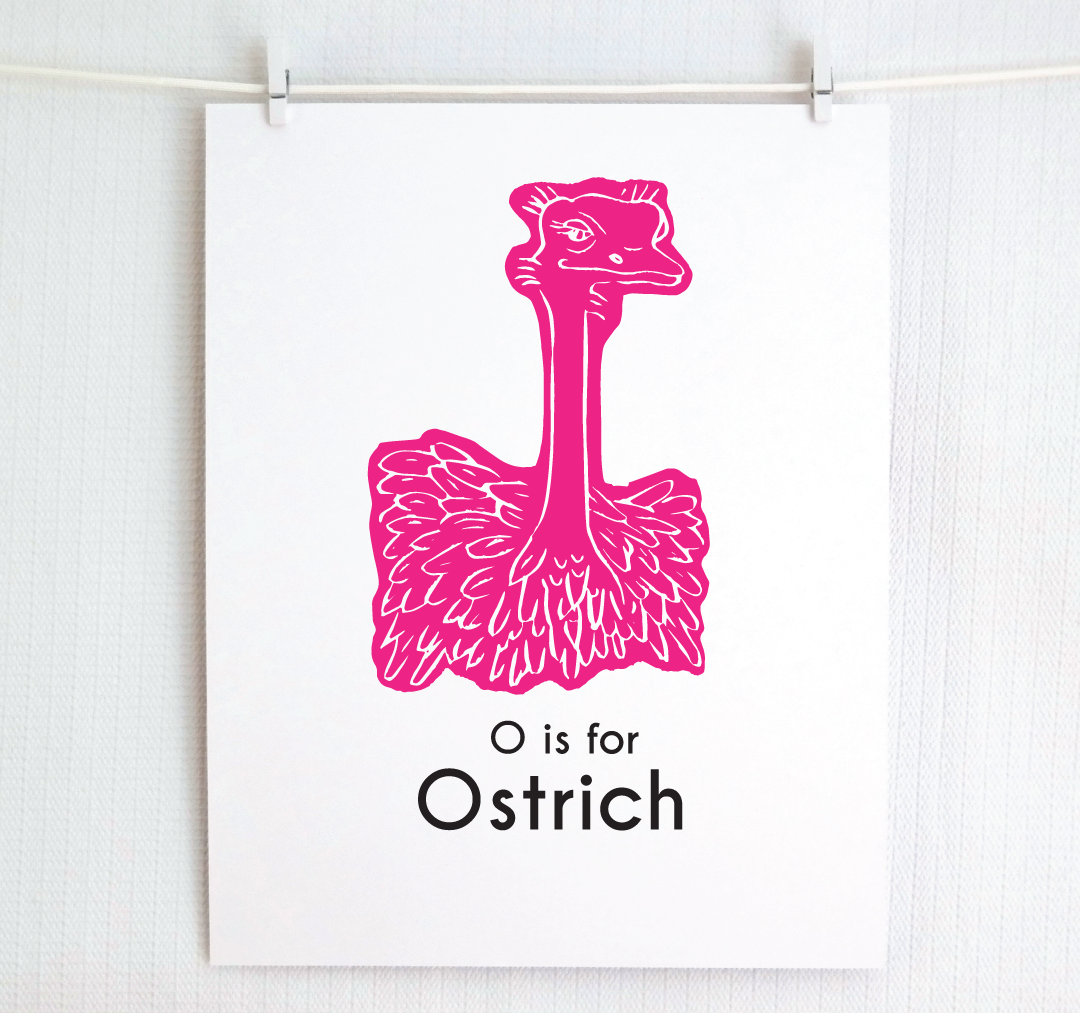 O is for Ostrich: Captivating Creatures Alphabet Letter Print