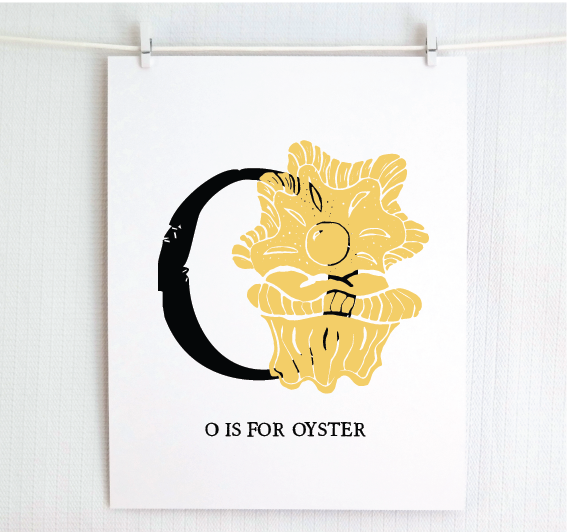 O is for Oyster Illustrated Print
