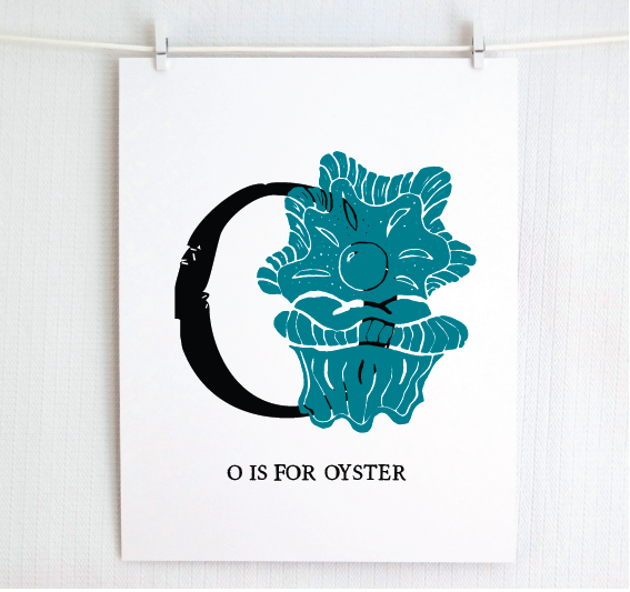 O is for Oyster Illustrated Print