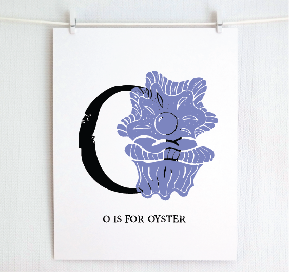 O is for Oyster Illustrated Print