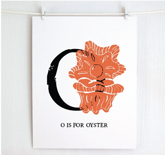 O is for Oyster Illustrated Print