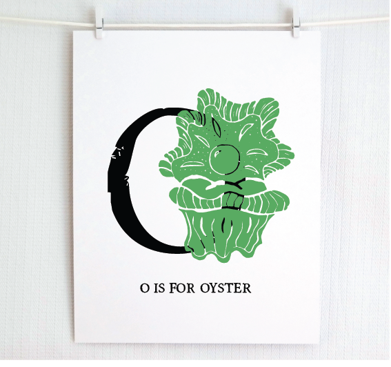 O is for Oyster Illustrated Print