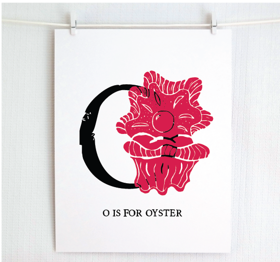O is for Oyster Illustrated Print