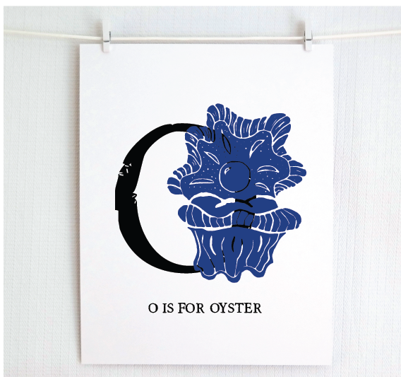 O is for Oyster Illustrated Print