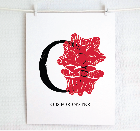 O is for Oyster Illustrated Print