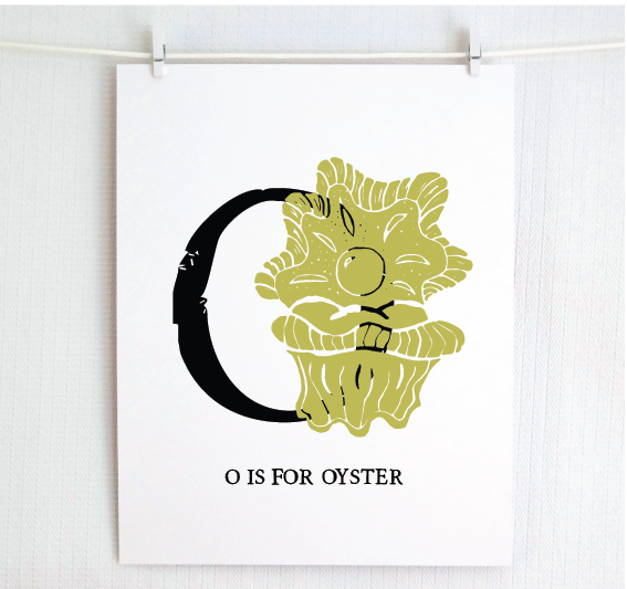O is for Oyster Illustrated Print