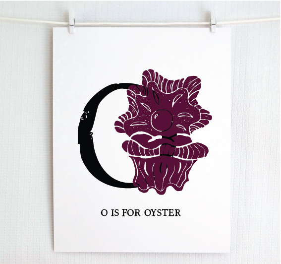 O is for Oyster Illustrated Print
