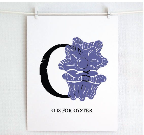O is for Oyster Illustrated Print