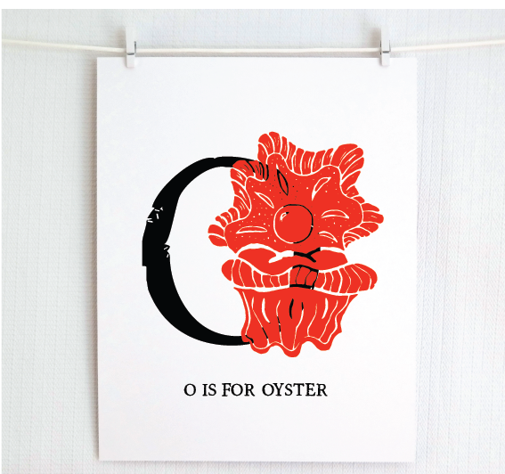 O is for Oyster Illustrated Print