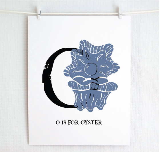 O is for Oyster Illustrated Print