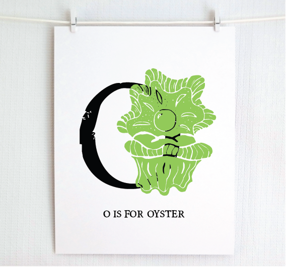 O is for Oyster Illustrated Print