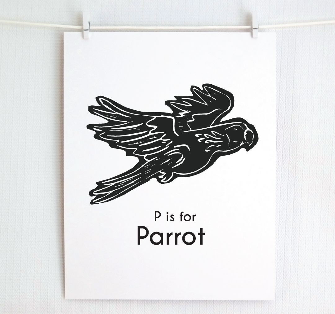 P is for Parrot: Captivating Creatures Alphabet Letter Print