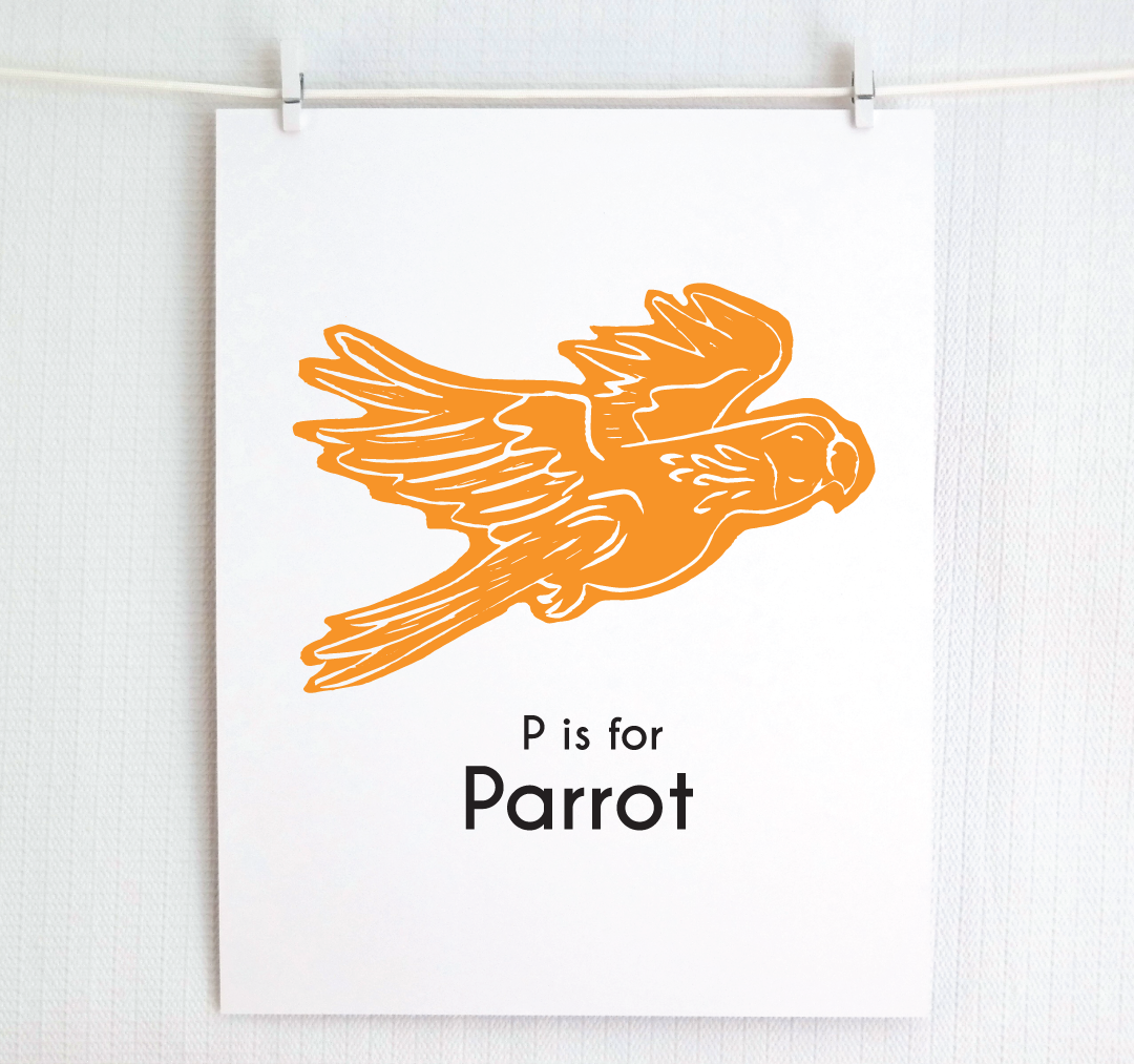 P is for Parrot: Captivating Creatures Alphabet Letter Print