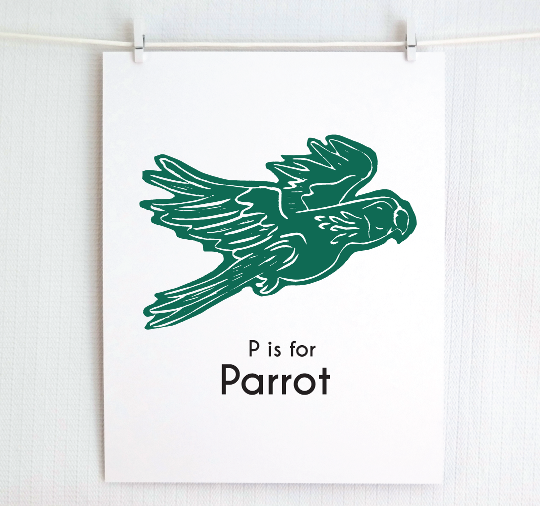 P is for Parrot: Captivating Creatures Alphabet Letter Print