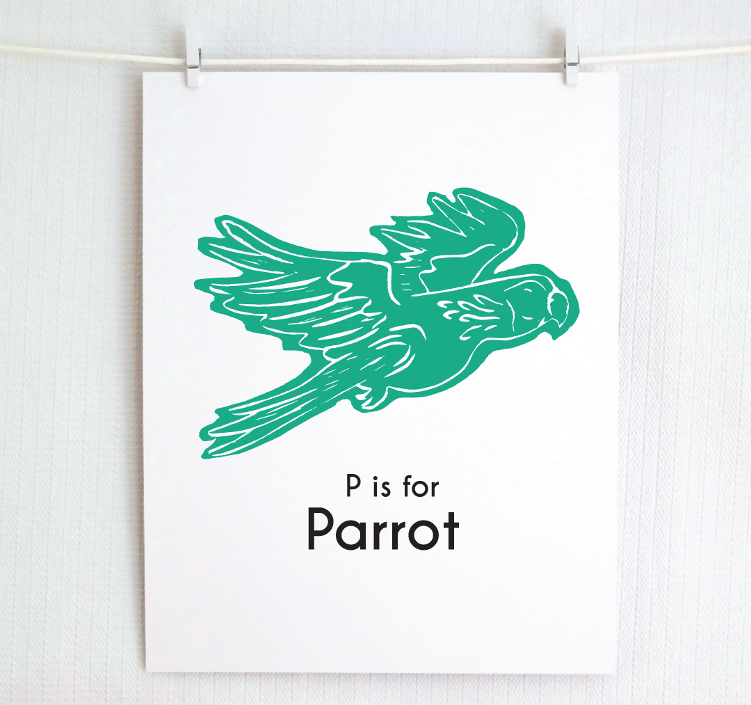 P is for Parrot: Captivating Creatures Alphabet Letter Print
