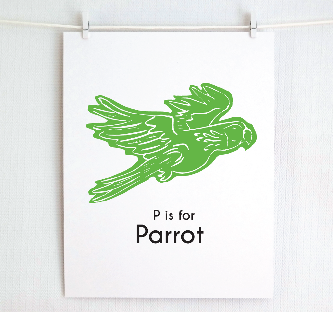 P is for Parrot: Captivating Creatures Alphabet Letter Print
