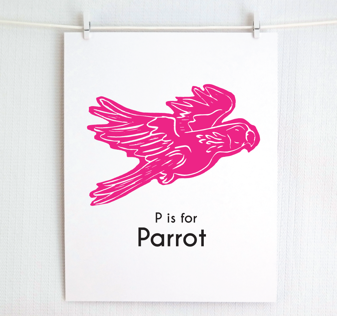 P is for Parrot: Captivating Creatures Alphabet Letter Print