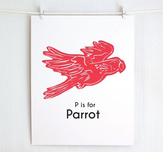 P is for Parrot: Captivating Creatures Alphabet Letter Print