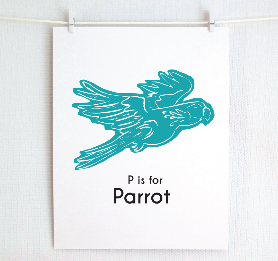 P is for Parrot: Captivating Creatures Alphabet Letter Print