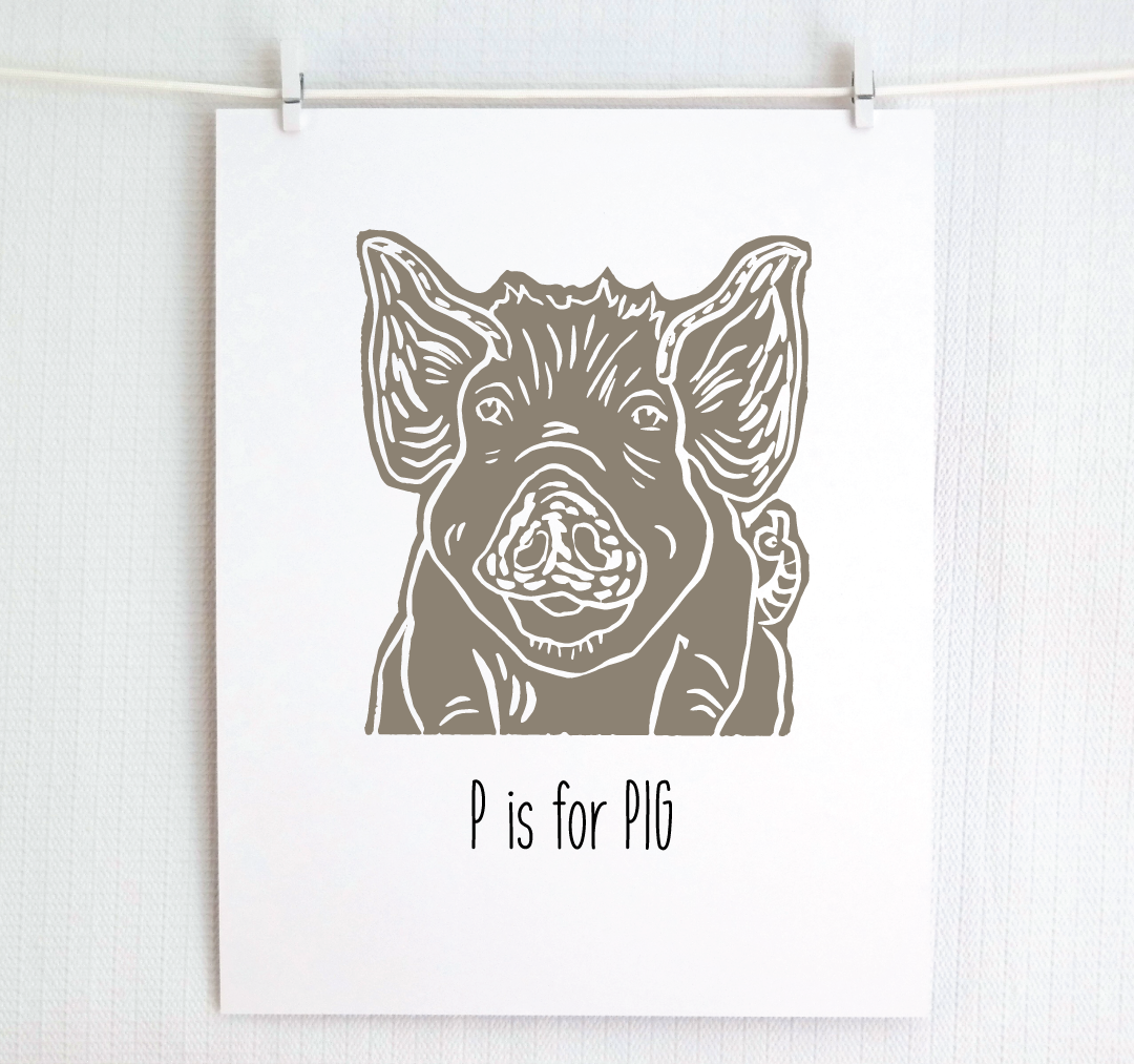 P is for Pig: Farm Alphabet Letter Print