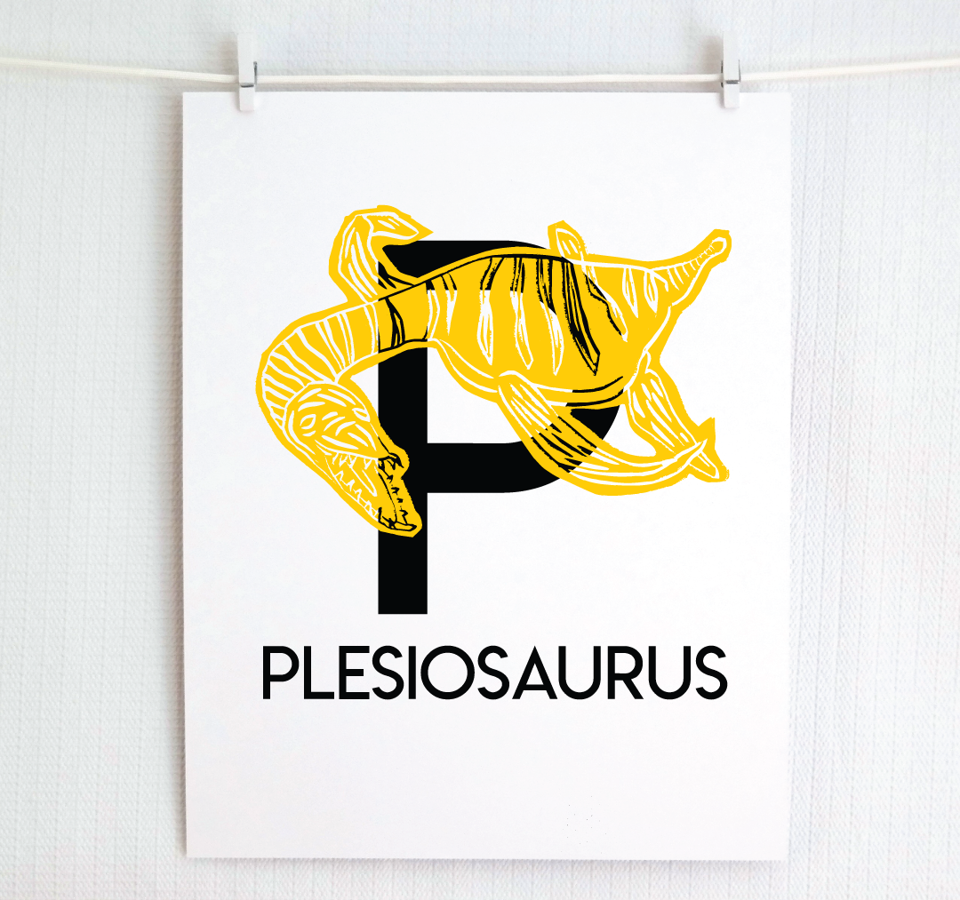 P is for Plesiosaurus Illustrated Print